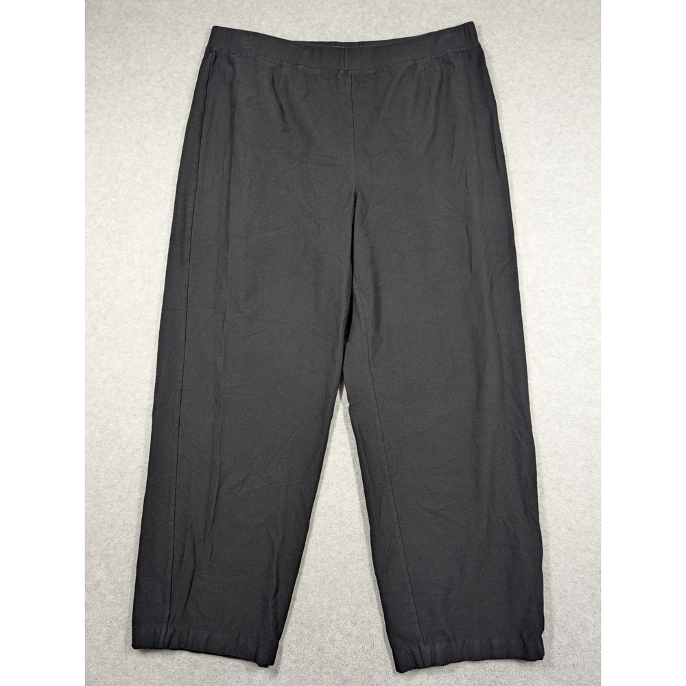 Eileen Fisher Women Pants 1X Straight Crepe Pull‎ On Wide Relax High Rise